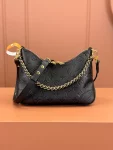 高仿包包 LV Boulogne PM 黑色壓花 鏈條皮帶雙肩帶 牛角包 M12930 實拍照片正面